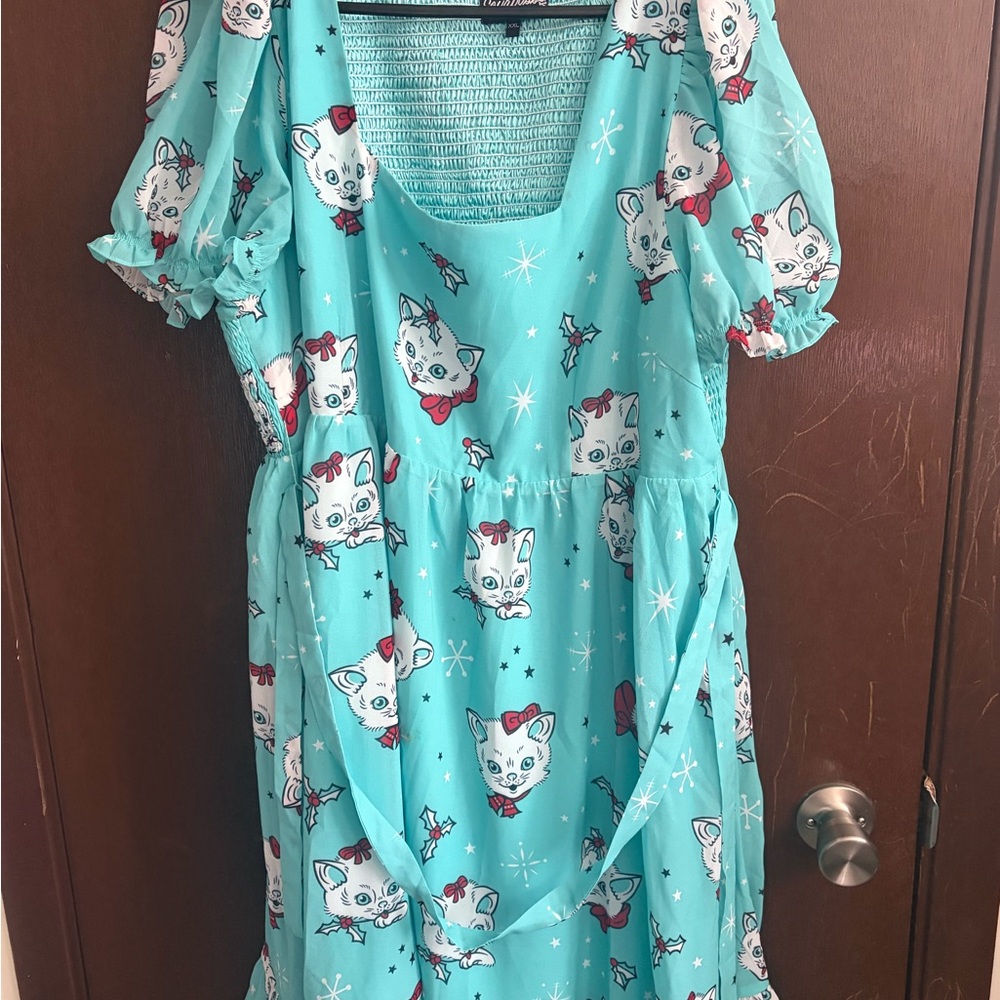 Sourpuss 2XL Christmas Cat  Print  Dress